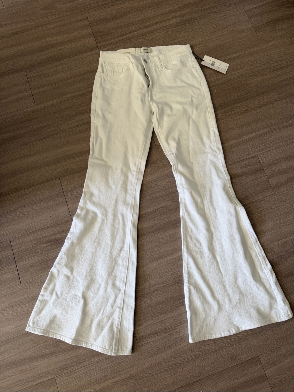 7 for All Man Kind White Flared Jeans